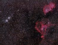 Herz- und Seelennebel (IC1805 und IC1848) mit h+chi im Sternbild Kassiopeia